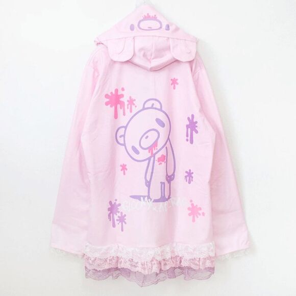 Gloomy Bear Pink and Purple Lace Trimmed Hooded Hoodie Cloak ONE SIZE FITS MOST - Picture 2 of 2